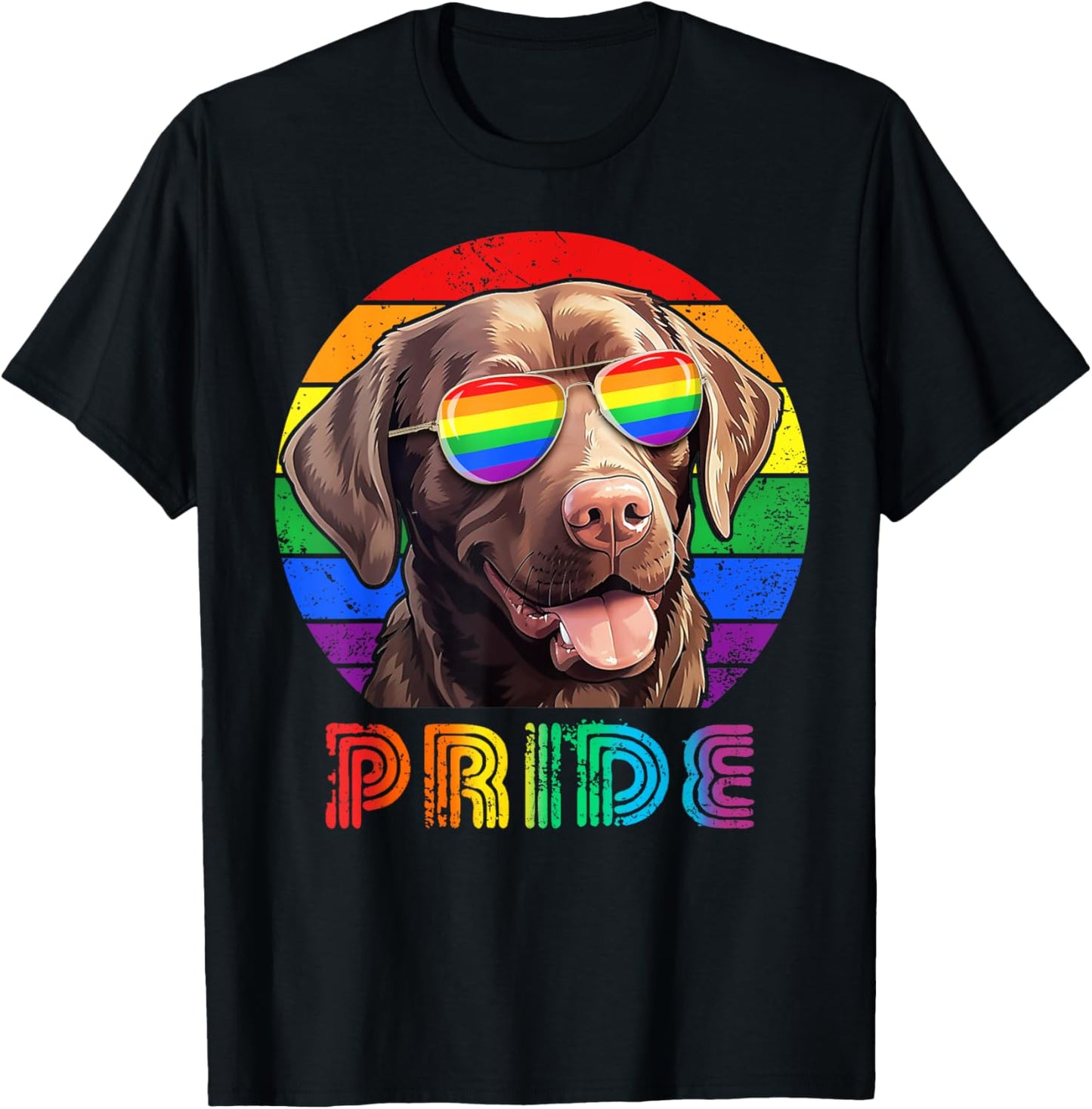 Chocolate Lab Sunglasses Labrador Retriever Gay Pride LGBT T-Shirt