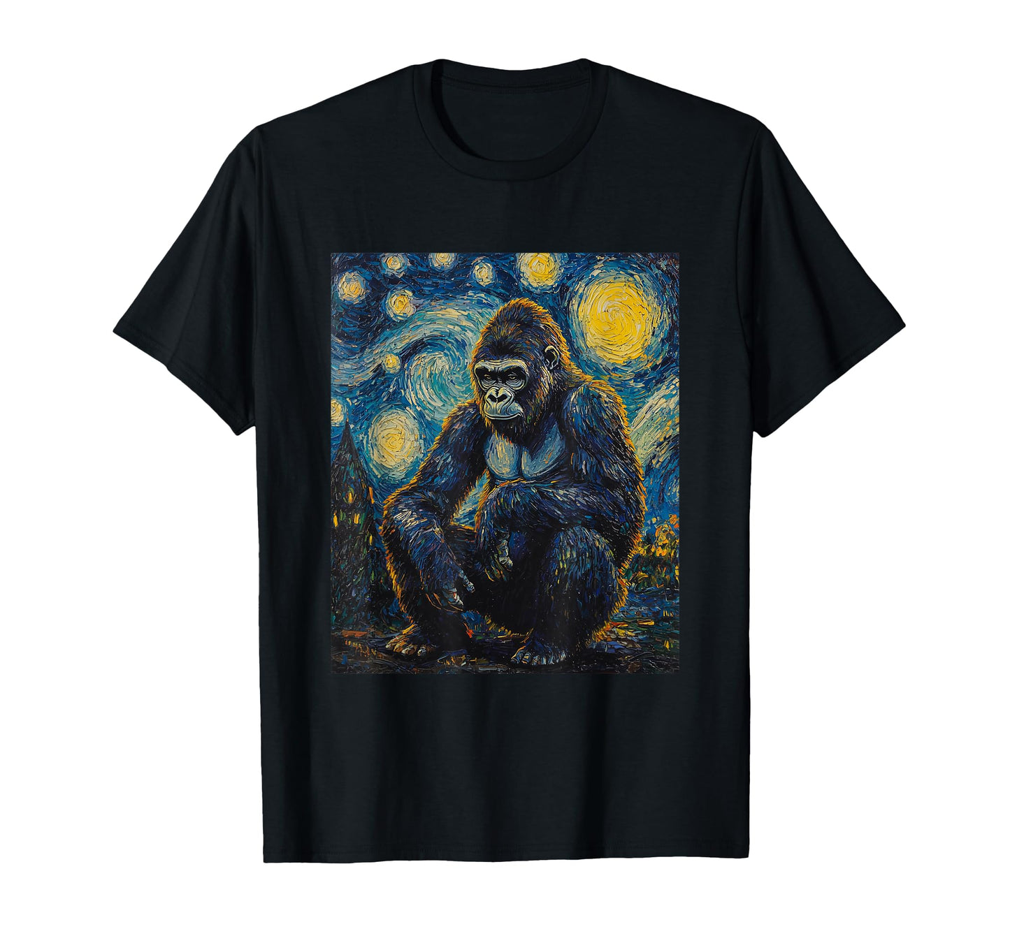 Gorilla Monkey - Van Gogh Style - Starry Night Graphic T-Shirt