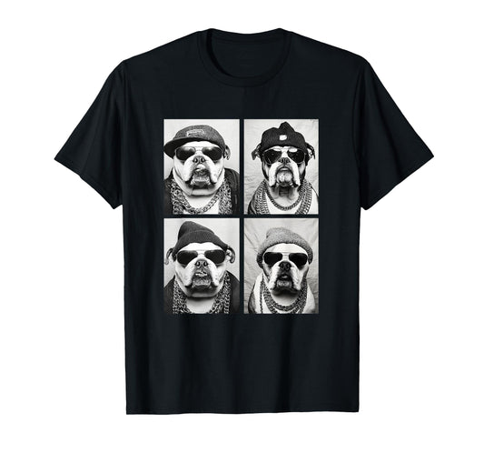 Funny Gangster Bulldogs Hip Hop Rap Street Urban Animal Meme T-Shirt