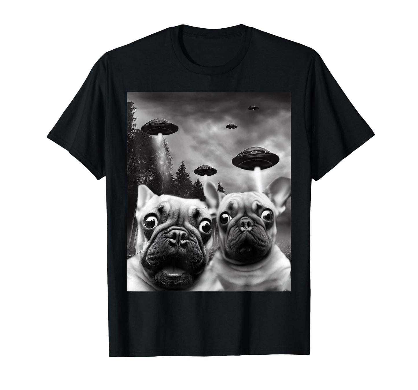 Frenchie UFO Selfie - Funny French Bulldog Alien T-Shirt