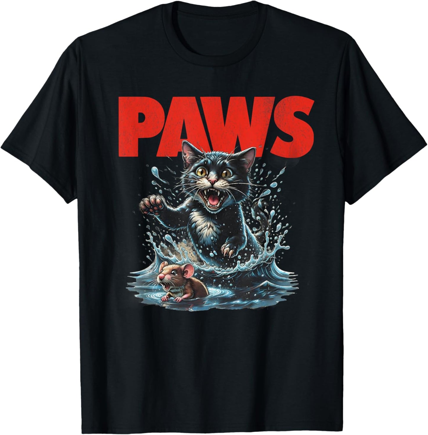 PAWS – Funny Cat Parody Cat and Mouse T-Shirt