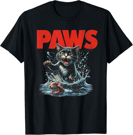 PAWS – Funny Cat Parody Cat and Mouse T-Shirt