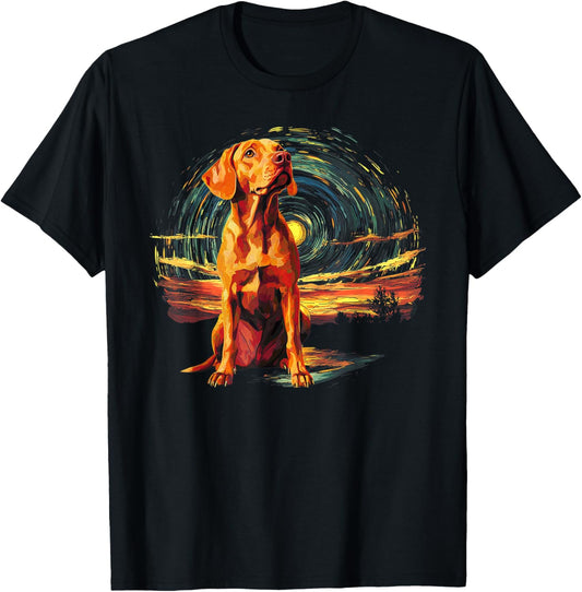 Dog Lovers Starry Night Vizsla Father's day T-Shirt