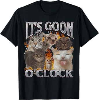 Gooning O'clock Funny Cat Meme Bootleg Graphic T-Shirt for Men Women