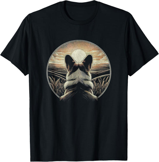 Vintage Cardigan Welsh Corgi Dog Retro Sunset Art Design T-Shirt