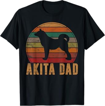 Retro Akita Dad Gift Akita Daddy Dog Owner Pet Father Men Women Kids T-Shirt