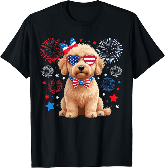 Goldendoodle 4th of July Patriotic Golden Doodle Dog Women T-Shirt