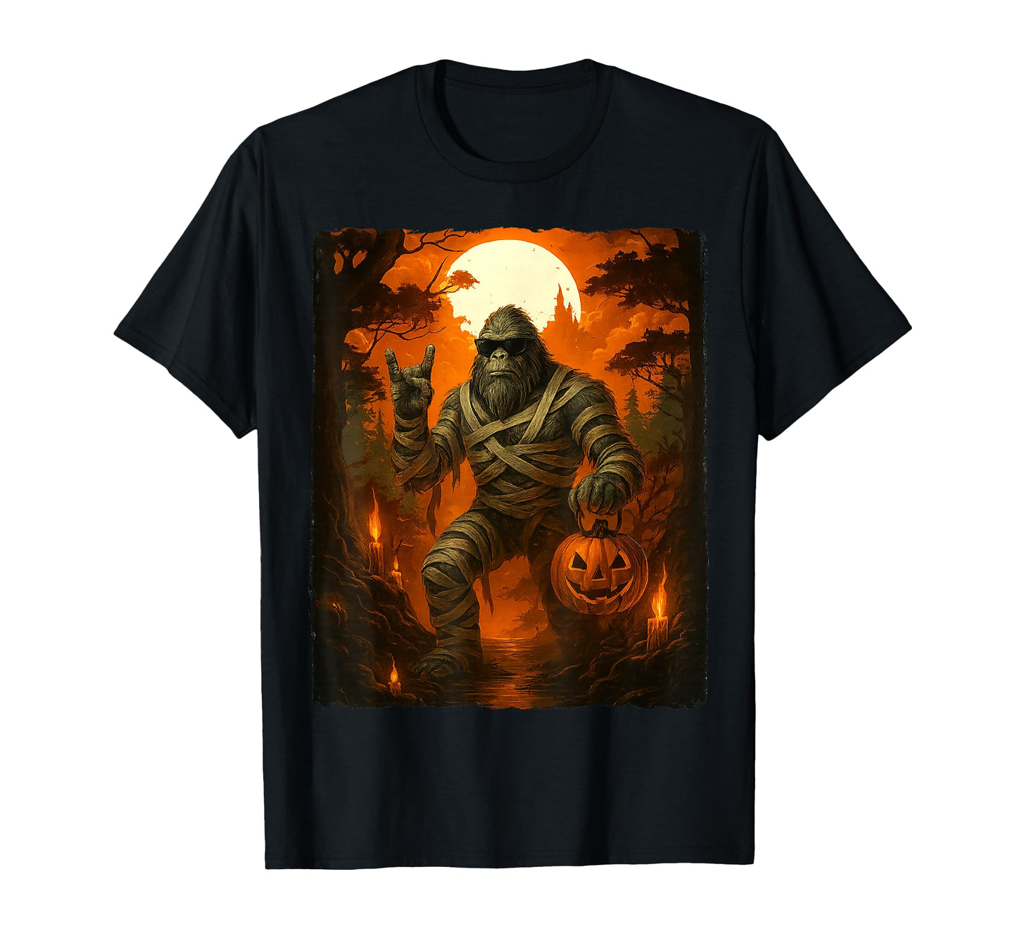Funny Jack O lantern Mummy Bigfoot Halloween Costumes Mens T-Shirt