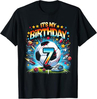 Kids It's My 7th Birthday Boys Soccer Football 7 Years Old T-Shirt
