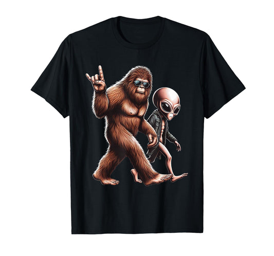 Bigfoot Sasquatch Rock And Roll Dads Funny BigFoot Aliens T-Shirt