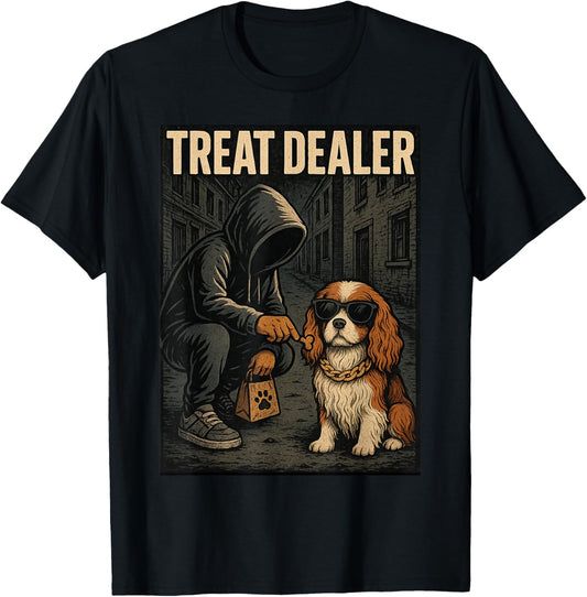 Cavalier King Charles Spaniel Treat Dealer Parody Humor Dog T-Shirt