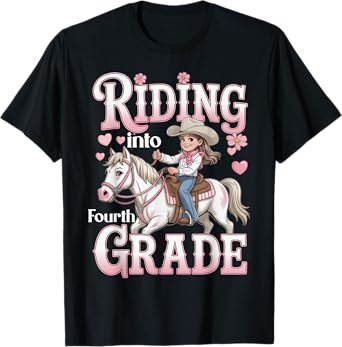4th Grade Cowgirl Horse Pony First Day School Girls Fourth T-Shirt