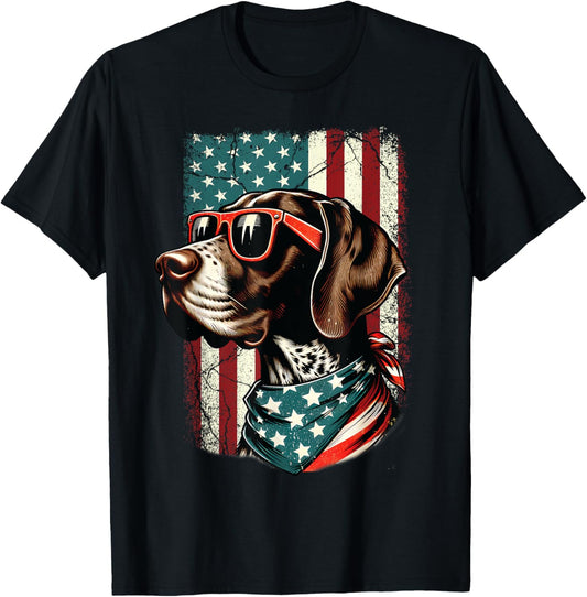 Patriotic German Shorthaired Pointer Dog 4th Of July USA T-Shirt