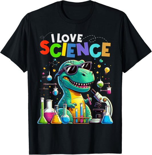 I Love Science Dinosaur T-rex Funny kids Chemistry T-Shirt