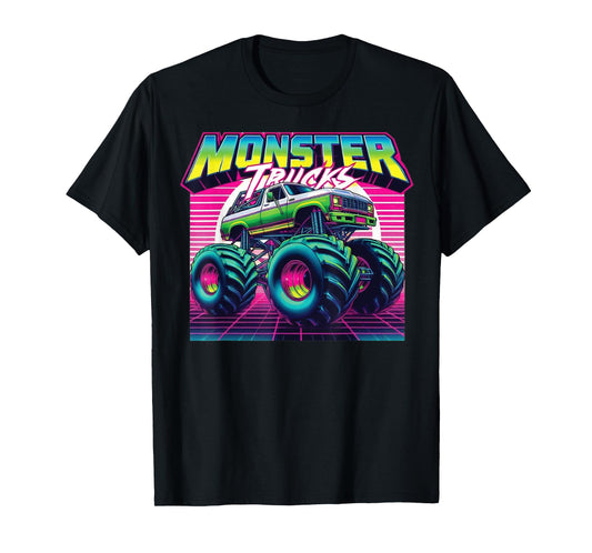 Monster Truck Birthday Party Retro Monster Trucks T-Shirt
