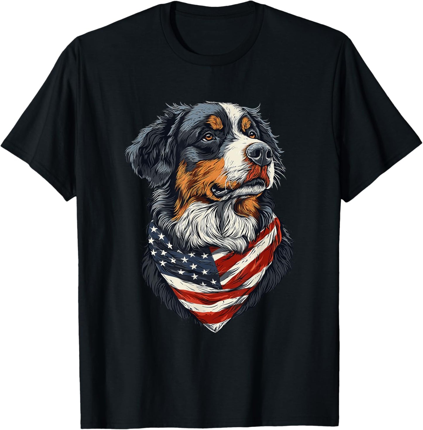Bernese Mountain Dog American Flag T-Shirt