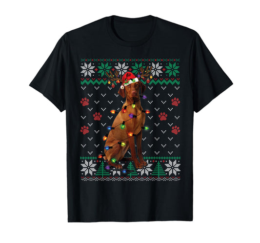 Vizsla Christmas Santa Ugly Sweater Dog Lover Xmas T-Shirt