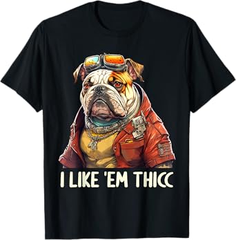 I Like 'em Thicc Bulldog Lovers Funny English Bulldog Men Women T-Shirt
