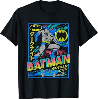 DC Comics Batman Neon Gotham City Kanji Poster T-Shirt