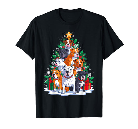 Pittbull Tree Christmas Pittbull Lover Xmas Squad Men Women T-Shirt