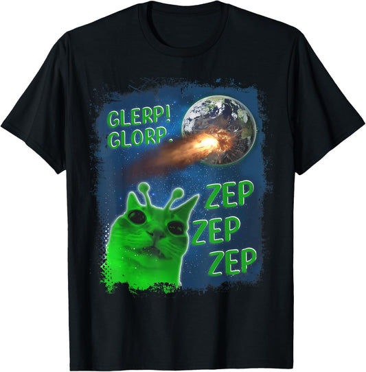 Glerp Glorp Funny Alien Cat T-Shirt
