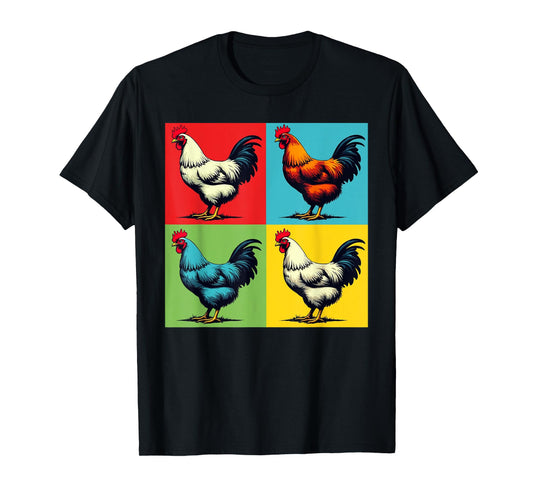 Funny Chicken Lover Farmer Chicken Vintage Multicolor Unisex-Adult T-Shirt