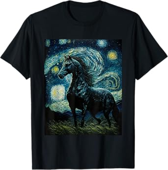 Horse Starry Night, Van Gogh Horse, Horse Lovers T-Shirt