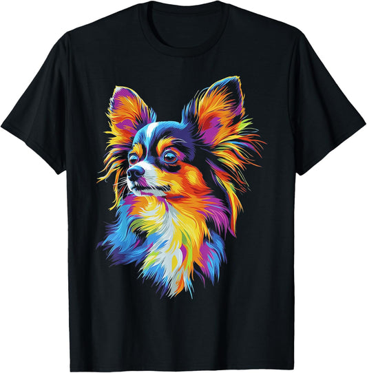 Papillon Dog Motif Pet Artwork Papillon T-Shirt