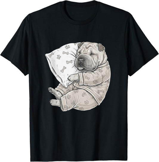 Funny Sleepy Chinese Shar Pei Pajama Men Women Kids T-Shirt