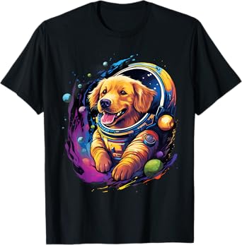 Space Golden Retriever Dog Astronaut T-Shirt