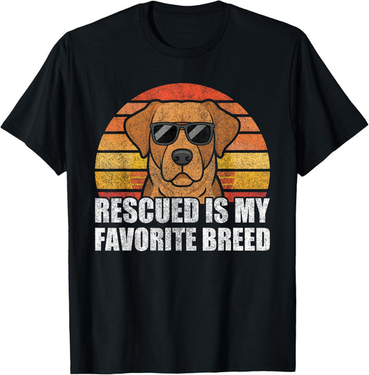 Retro Rescued Is My Favorite Breed Funny Dog Lover Cool Dog T-Shirt