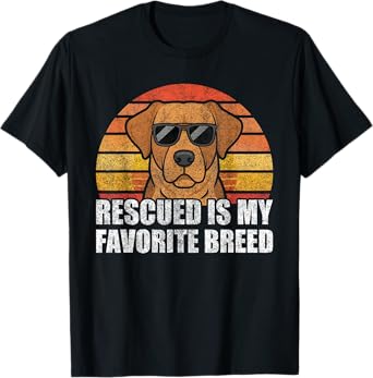 Retro Rescued Is My Favorite Breed Funny Dog Lover Cool Dog Men Women T-Shirt