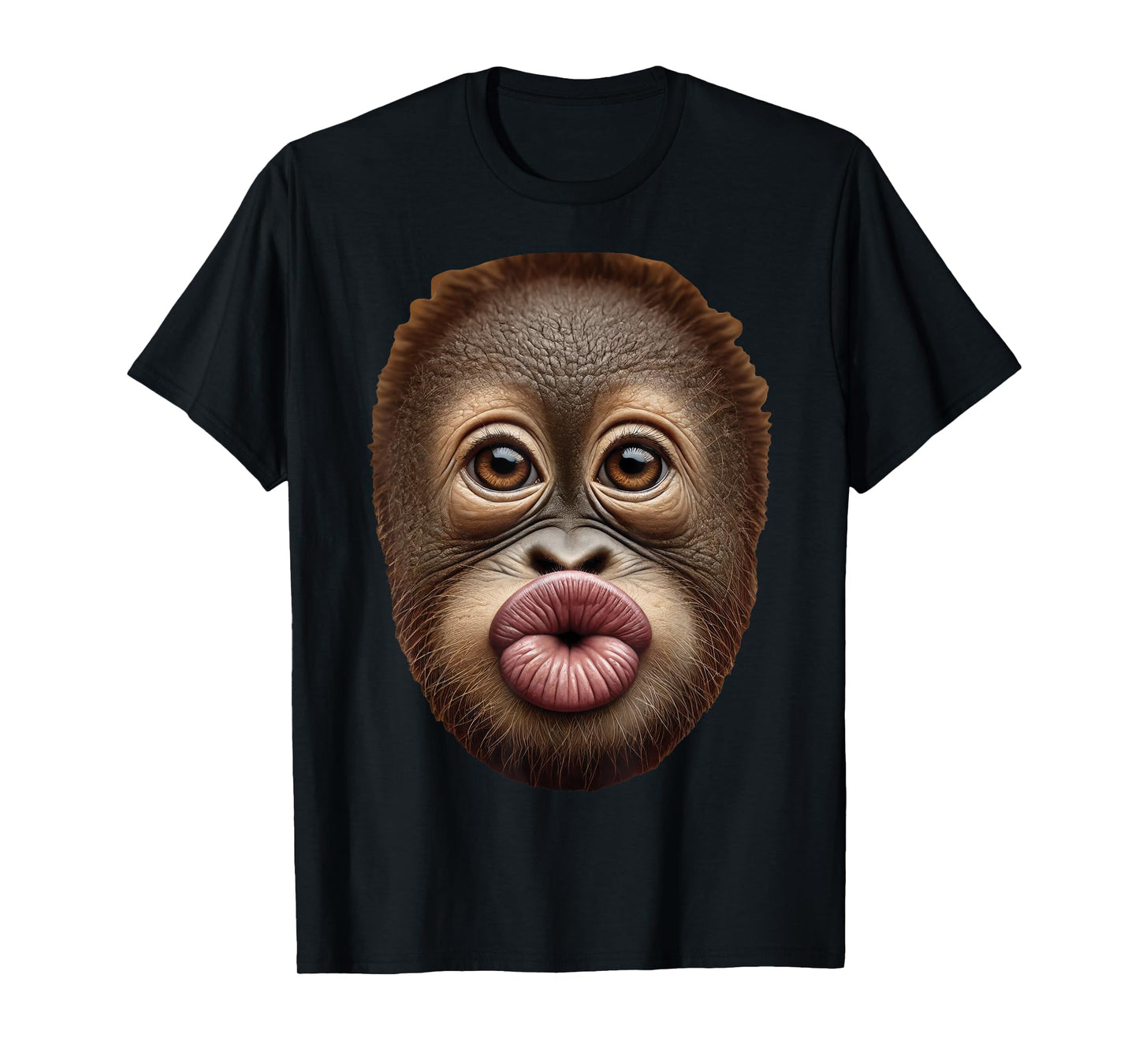 Baby Orangutan Ape Monkey Face Stomach Funny Cute Kiss Lips T-Shirt
