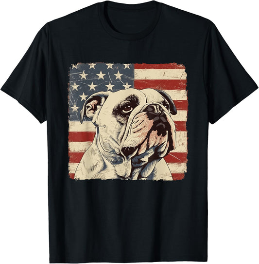 America Flag Bulldog Shirt 4th of July Lovers T-shirt