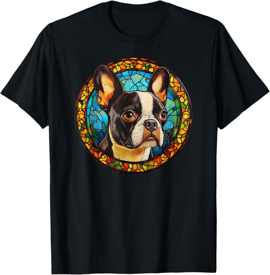Boston Terrier Dog Face Design Vintage For Father's day T-Shirt