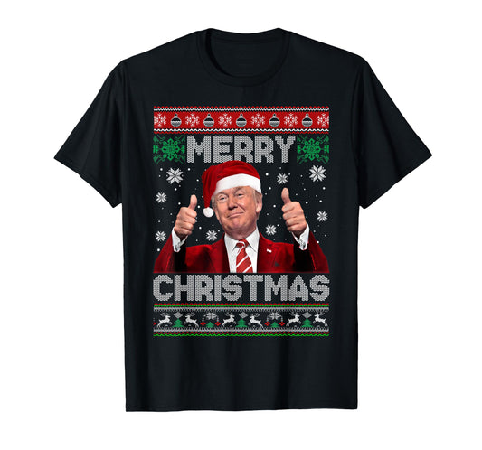 Merry Christmas Donald Trump Santa Family Xmas Ugly Sweater T-Shirt