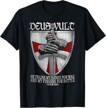 Deus Vult He Trains My Hands For War Templar Knights T-shirt T-Shirt
