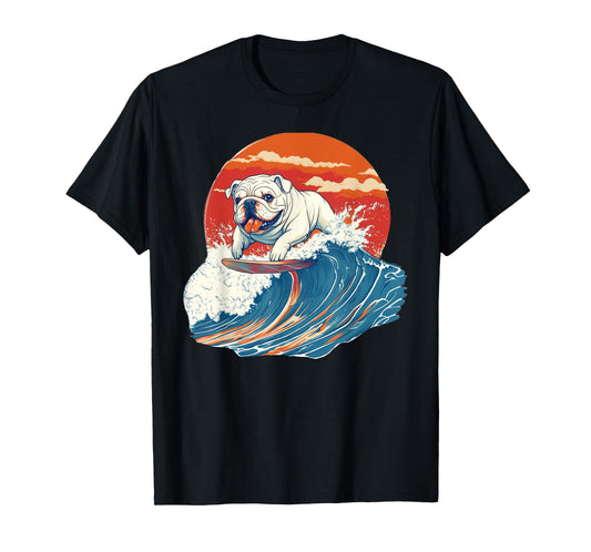 English Bulldog Dog Surfing Surfer T-Shirt