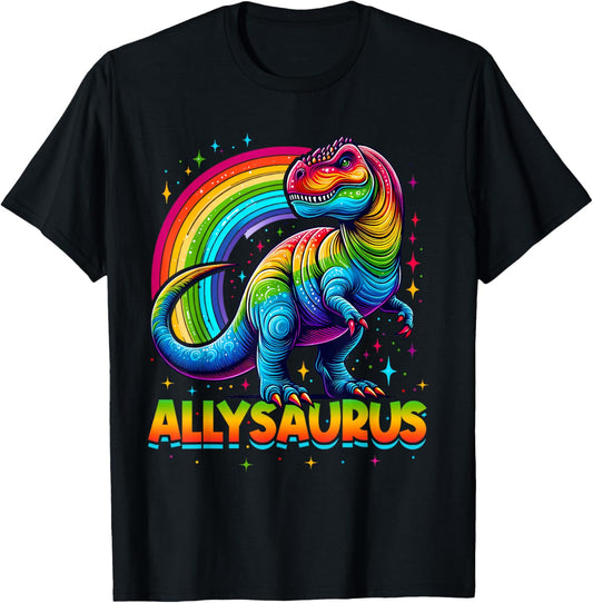 Allysaurus, Gay Pride Rainbow Flag Dinosaur LGBTQ Dino T-Shirt