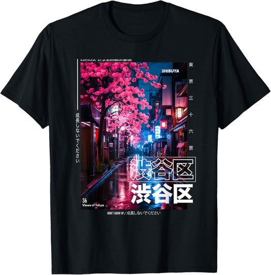 Japanese Streetwear Retro Aesthetic Shibuya Tokyo Graphic T-Shirt