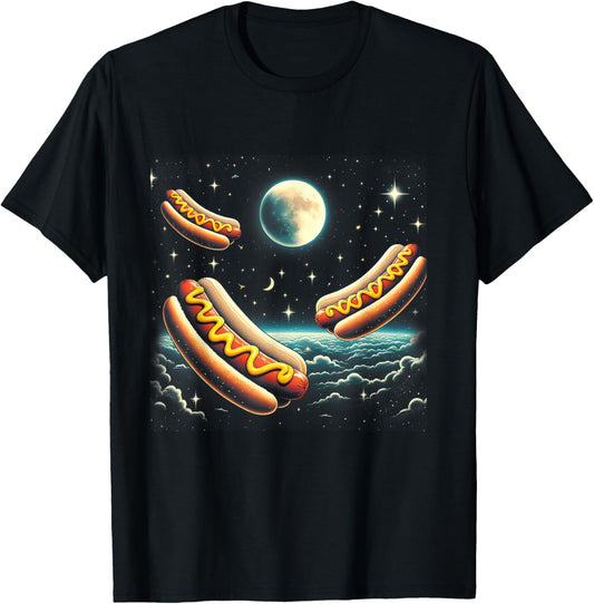 Funny 3 Howling Hotdogs at The Moon Funny Meme T-Shirt