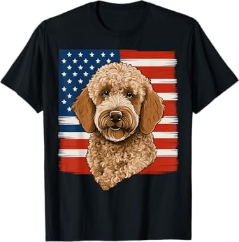 4th Of July Goldendoodle on Patriotic American Golden Doodle T-Shirt for Women Kids Men