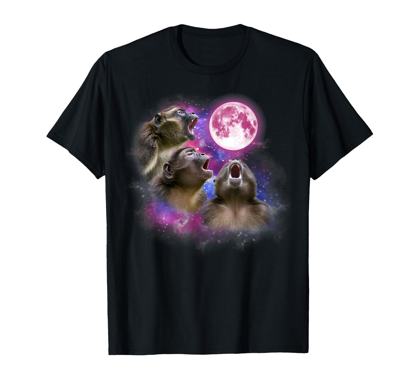 Monkey Howling At The Moon Wildlife colorful monkeys tie dye T-Shirt
