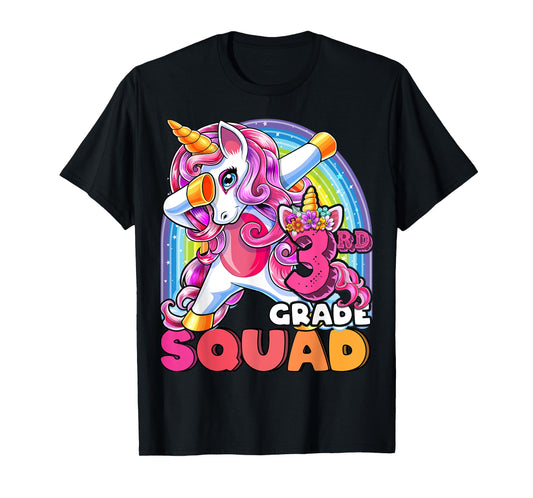 3rd Grade Squad Dabbing Unicorn Back to School Girls Gift T-Shirt