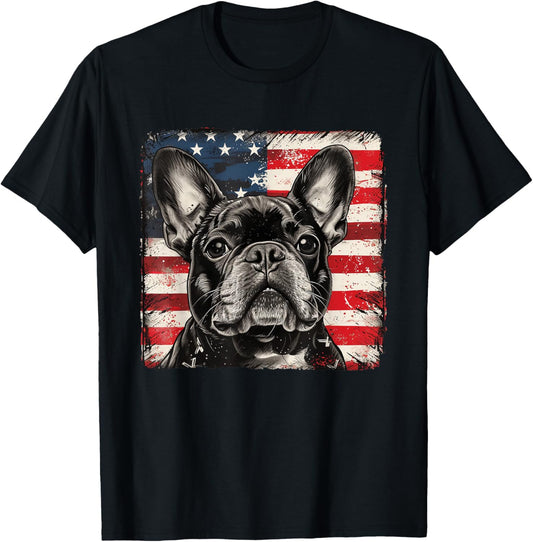 Frenchie Dog Patriotic 4th of July Gift Men Women Kids T-shirt