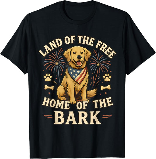 4th of July Dog Lover Land Free Home Bark Design T-shirt
