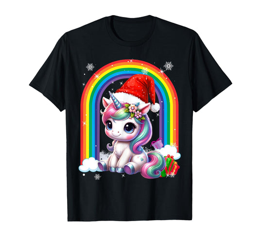 Unicorn Girls Christmas 2025 Women Kids Santa Unicorn Xmas T-Shirt