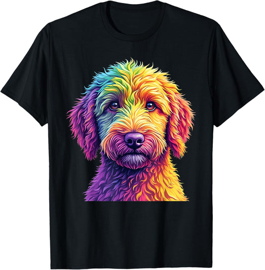Golden Doodle Dog Colorful Goldendoodle Face dog Lover men T-Shirt