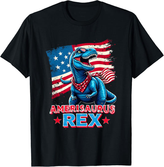 Amerisaurus Rex Patriotic Dinosaur 4th of July Party Vibes T-Shirt