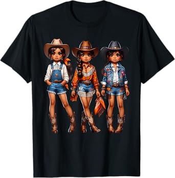 Black Cowgirl Western Rodeo Melanin Black History Texas Kids T-Shirt